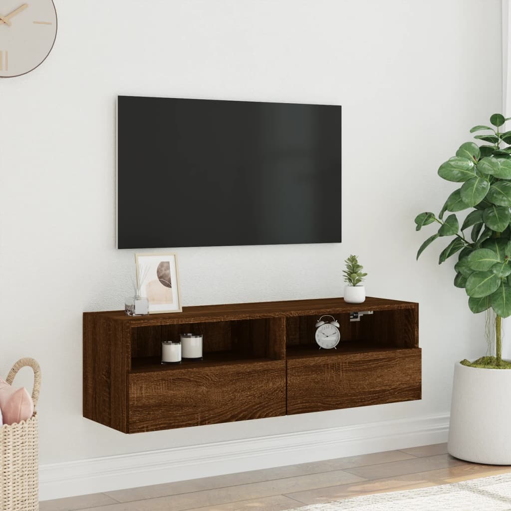 vidaXL Tv-wandmeubel 100x30x30 cm bewerkt hout bruin eikenkleur afbeelding