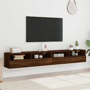 Nástěnné TV skříňky 2 ks hnědý dub 100 x 30 x 30 cm kompozit - obrázek 3