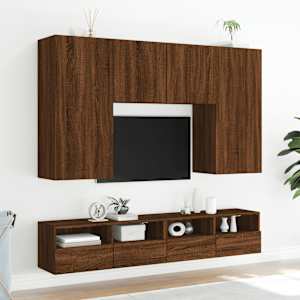 Nástěnné TV skříňky 2 ks hnědý dub 100 x 30 x 30 cm kompozit - obrázek 4