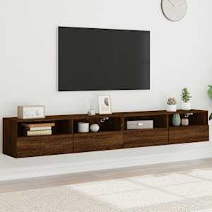 Nástěnné TV skříňky 2 ks hnědý dub 100 x 30 x 30 cm kompozit - obrázek 1