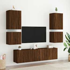 Nástěnné TV skříňky 2 ks hnědý dub 40,5 x 30 x 40 cm kompozit - obrázek 4