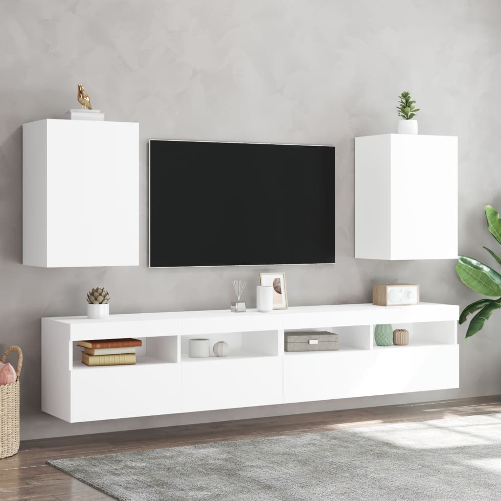 vidaXL Tv-wandmeubels 2 st 40,5x30x60 cm bewerkt hout wit afbeelding
