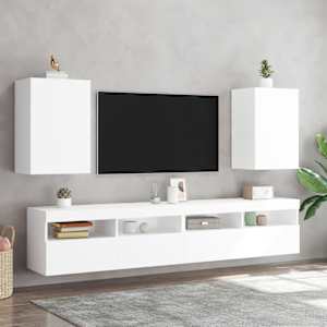 Nástěnné TV skříňky 2 ks bílé 40,5x30x60 cm kompozitní dřevo - obrázek 3