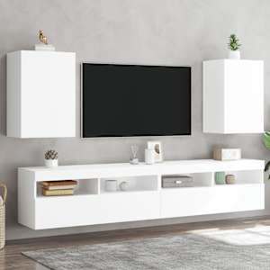 Nástěnné TV skříňky 2 ks bílé 40,5x30x60 cm kompozitní dřevo - obrázek 1