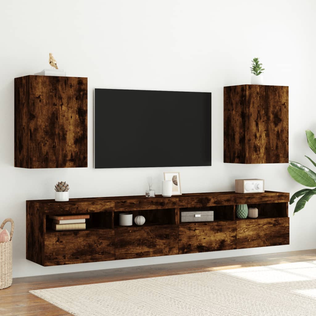 Thumbnail - vidaXL TV-Wandschränke 2 Stk. Räuchereiche 40,5x30x60 cm Holzwerkstoff
