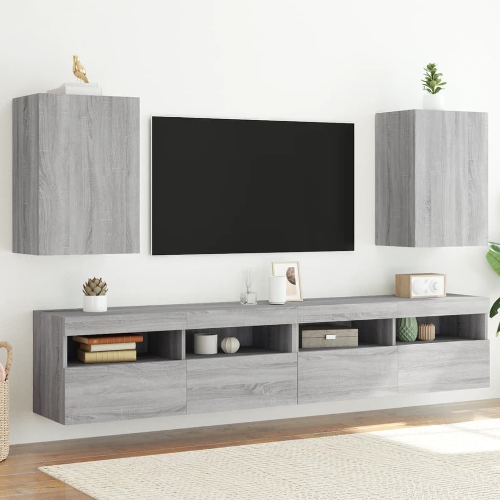 vidaXL TV-Wandschränke 2 Stk. Grau Sonoma 40,5x30x60 cm Holzwerkstoff