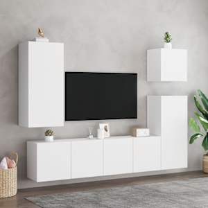 Nástěnná TV skříňka bílá 40,5 x 30 x 90 cm kompozitní dřevo - obrázek 4