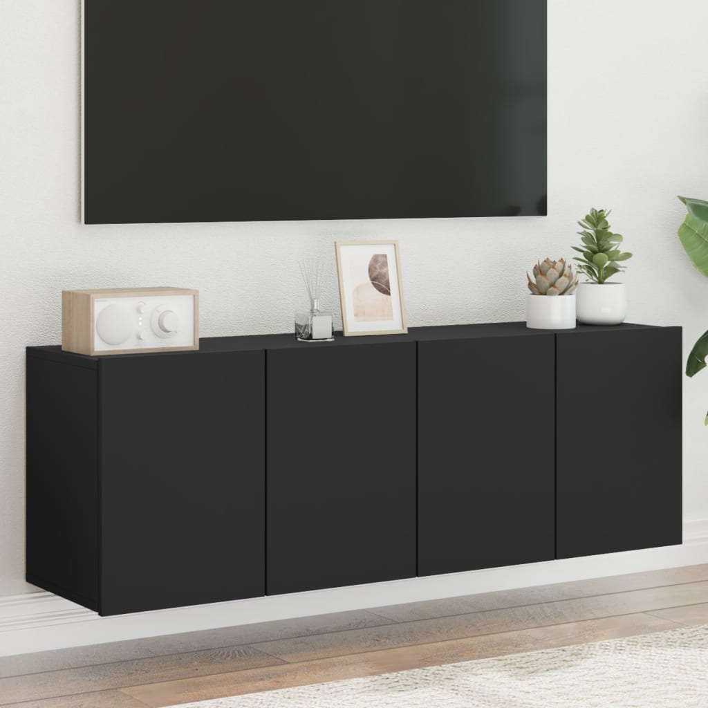 vidaXL Comodă TV de perete, 2 buc. negru, 60x30x41 cm