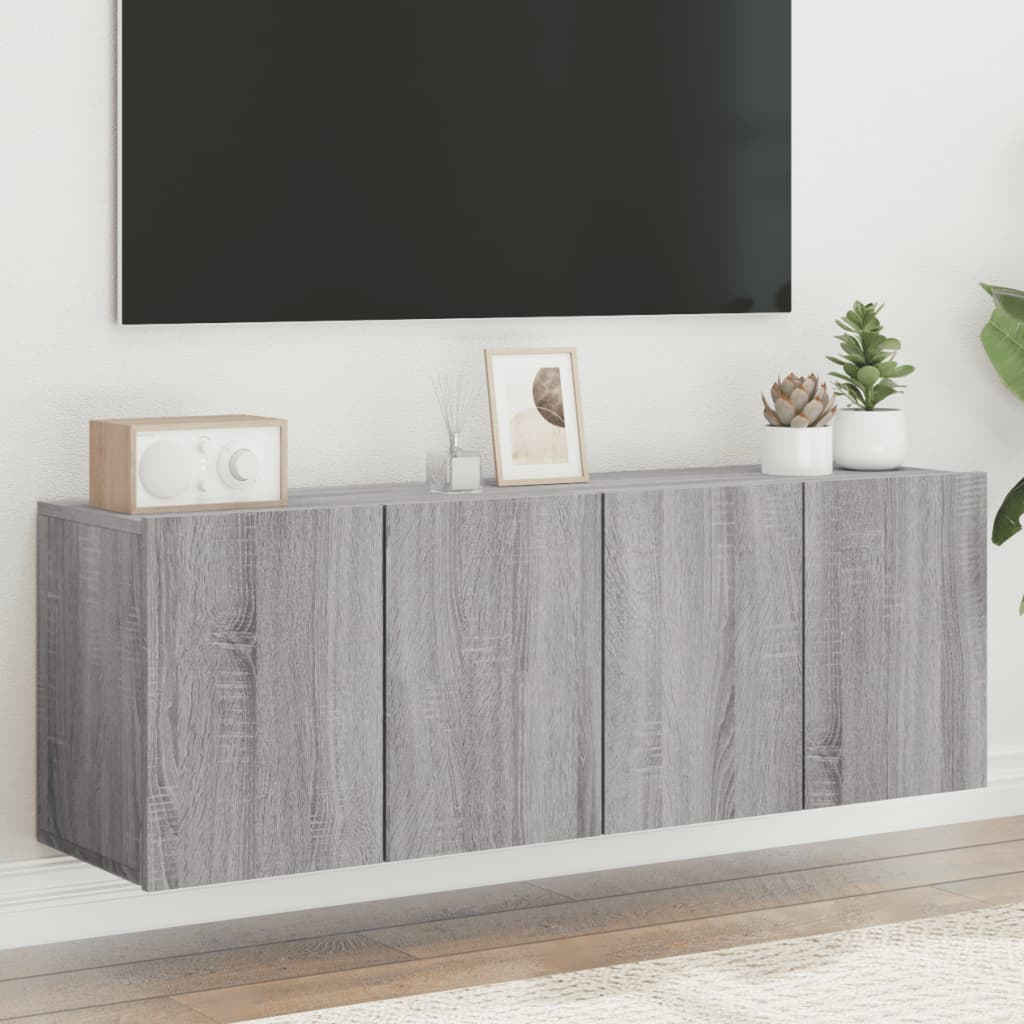 vidaXL TV-kaapit seinäkiinnitettävä 2 kpl harmaa Sonoma 60x30x41 cm