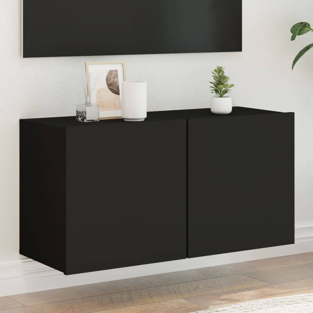 vidaXL Comodă TV de perete, negru, 80x30x41 cm