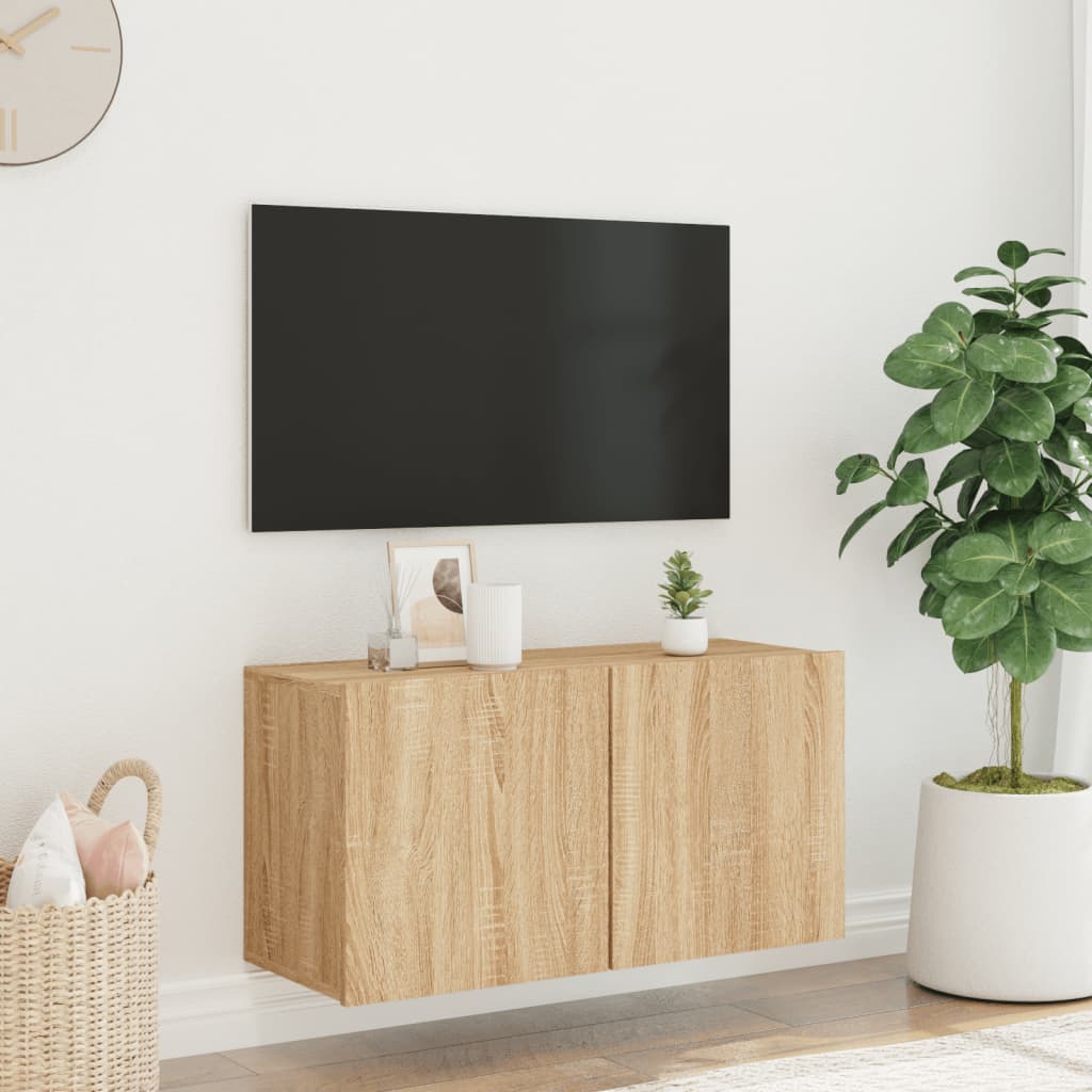 vidaXL Tv-meubel wandgemonteerd 80x30x41 cm sonoma eikenkleurig afbeelding