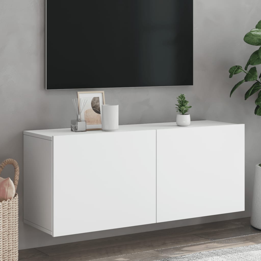 vidaXL Comodă TV de perete, alb, 100x30x41 cm