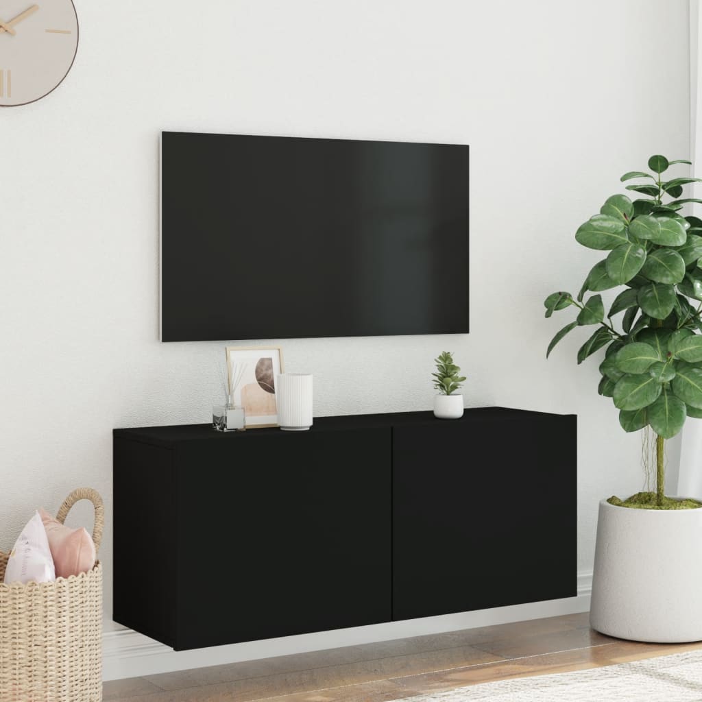 vidaXL Tv-meubel wandgemonteerd 100x30x41 cm zwart afbeelding