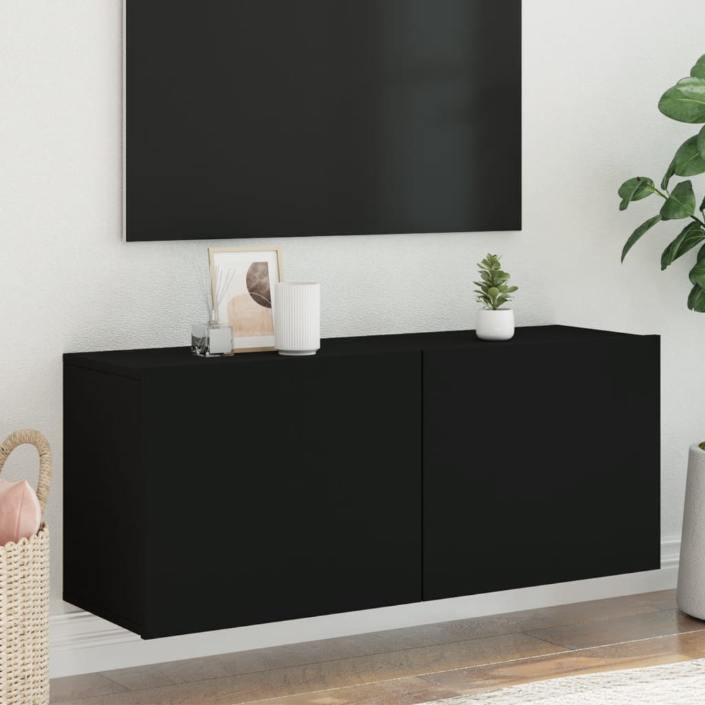 vidaXL Comodă TV de perete, negru, 100x30x41 cm