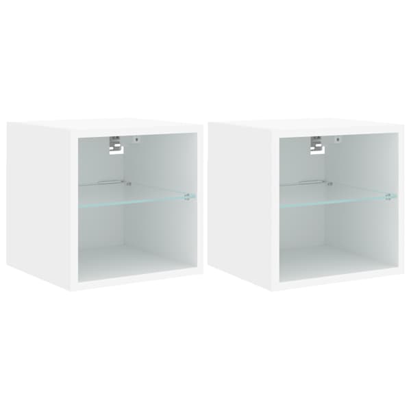 vidaXL teleri seinakapid LED-tuledega 2 tk, valge, 30 x 28,5 x 30 cm