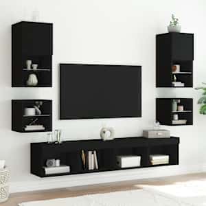 Nástěnná TV skříňka s LED osvětlením černá 30 x 28,5 x 30 cm - obrázek 5