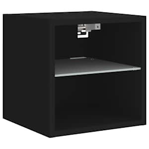 Nástěnná TV skříňka s LED osvětlením černá 30 x 28,5 x 30 cm - obrázek 6