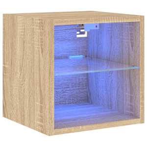 Nástěnná TV skříňka s LED osvětlením dub sonoma 30x28,5x30 cm - obrázek 2
