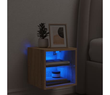 vidaXL Zidni TV ormarić s LED svjetlima boja hrasta 30 x 28,5 x 30 cm