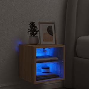 Nástěnná TV skříňka s LED osvětlením dub sonoma 30x28,5x30 cm - obrázek 3