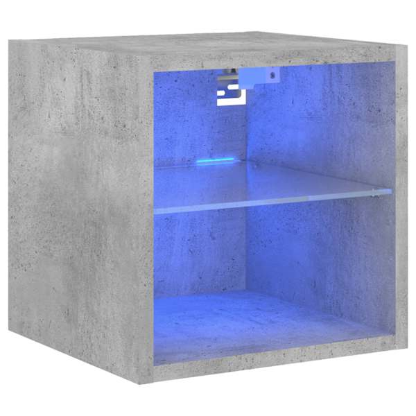 vidaXL teleri seinakapp LED-tuledega, betoonhall, 30 x 28,5 x 30 cm