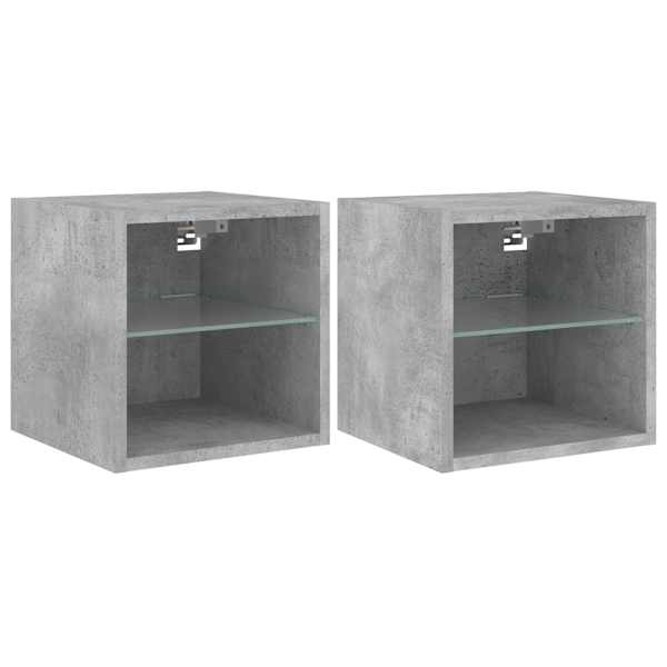 vidaXL teleri seinakapid LED-tuledega 2 tk, betoonhall, 30x28,5x30 cm