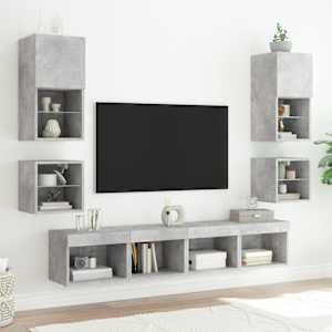 Nástěnné TV skříňky s LED 2 ks betonově šedé 30 x 28,5 x 30 cm - obrázek 5