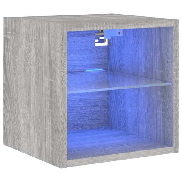 vidaXL teleri seinakapp LED-tuledega, hall Sonoma tamm, 30x28,5x30 cm