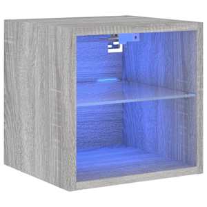 Nástěnná TV skříňka s LED osvětlením šedá sonoma 30x28,5x30 cm - obrázek 2