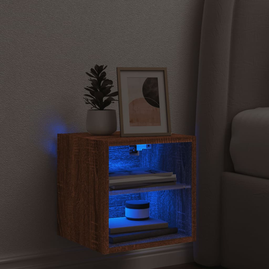 vidaXL Tv-wandmeubel met LED-verlichting 30x28,5x30 cm bruineikenkleur afbeelding