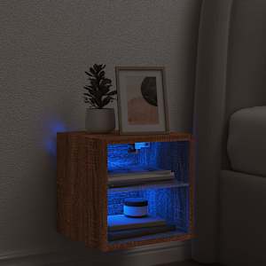 Nástěnná TV skříňka s LED osvětlením hnědý dub 30x28,5x30 cm - obrázek 3