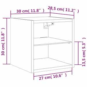 Nástěnná TV skříňka s LED osvětlením hnědý dub 30x28,5x30 cm - obrázek 17