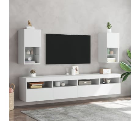 vidaXL feh&eacute;r TV-szekr&eacute;ny LED-l&aacute;mp&aacute;kkal 30,5 x 30 x 60 cm