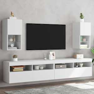 TV omarica z LED lučkami 2 kosa bela 30,5x30x60 cm
