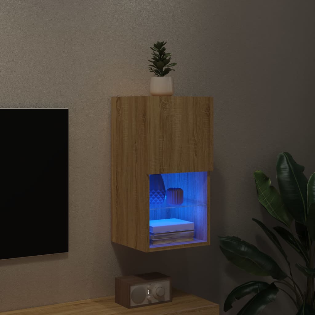 TV-Schrank mit LED-Leuchten Sonoma-Eiche 30,5x30x60 cm