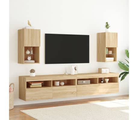 vidaXL TV Cabinet with LED Lights Sonoma Oak 30.5x30x60 cm