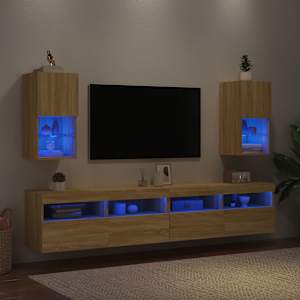 TV skříňky s LED osvětlením 2 ks dub sonoma 30,5 x 30 x 60 cm - obrázek 4