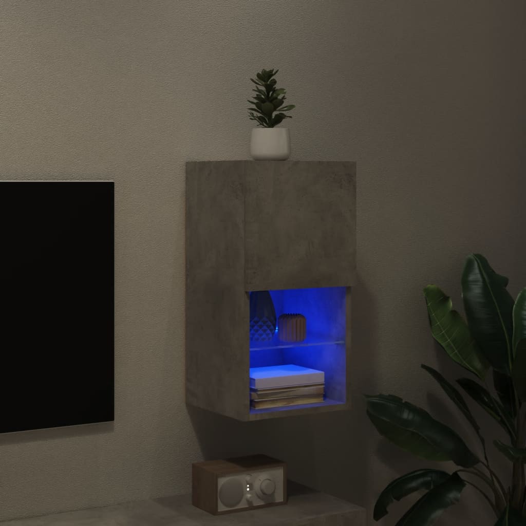 TV-Schrank mit LED-Leuchten Betongrau 30,5x30x60 cm