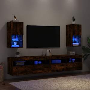 TV skříňky s LED osvětlením 2 ks kouřový dub 30,5 x 30 x 60 cm - obrázek 4