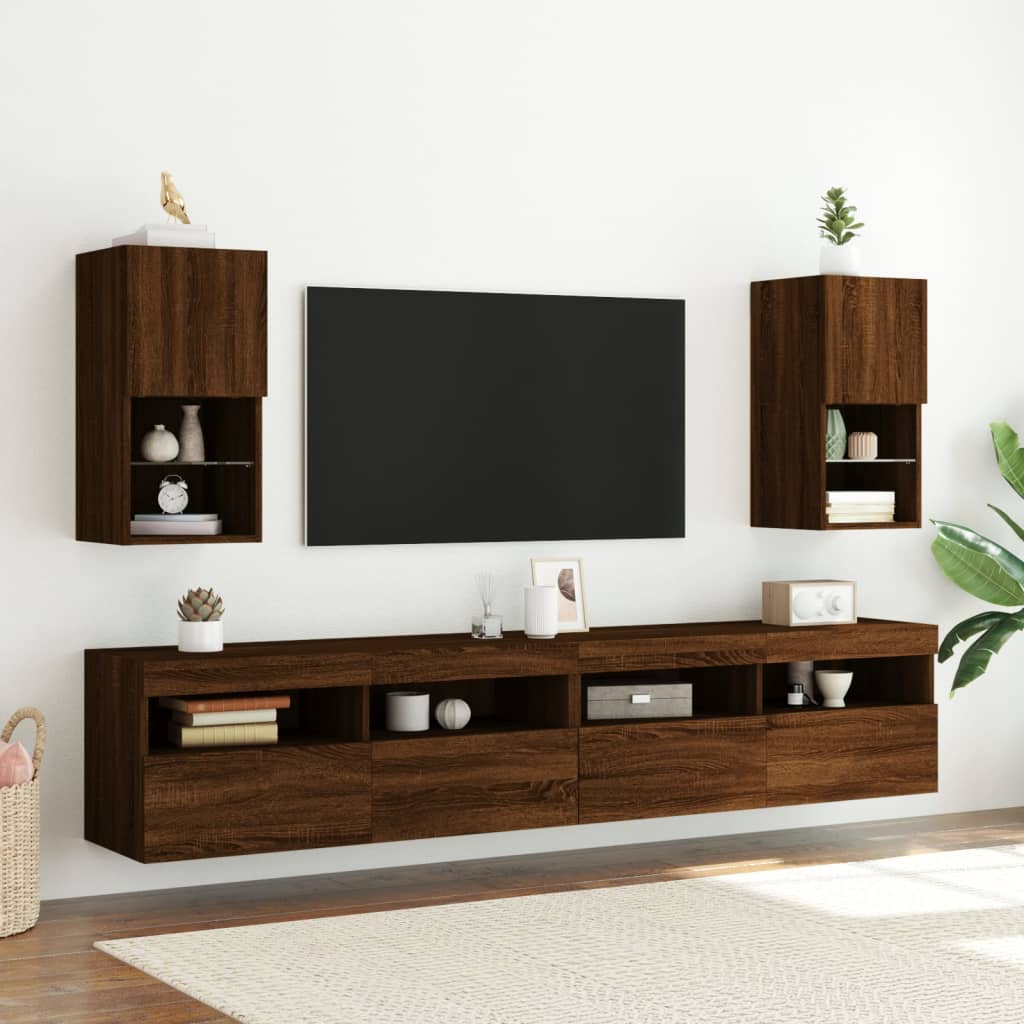 Thumbnail - vidaXL TV-Schrank mit LED-Leuchten Braun Eichen-Optik 30,5x30x60 cm