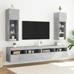 vidaXL TV Cabinet with LED Lights Concrete Grey 30.5x30x90 cm