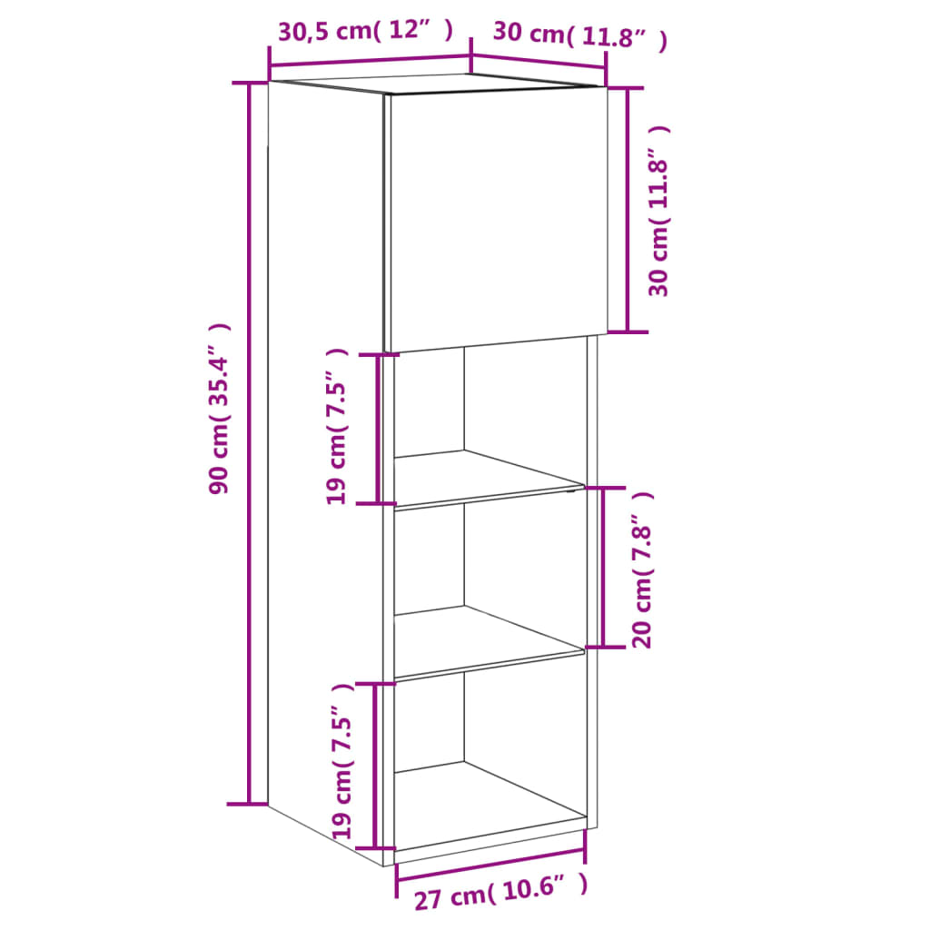 TV skříňka s LED osvětlením kouřový dub 30,5 x 30 x 90 cm - obrázek 19