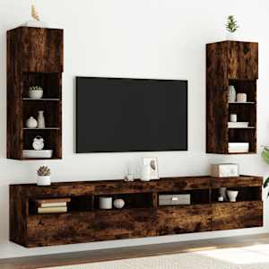 TV omarica z LED lučkami 2 kosa dimljeni hrast 30,5x30x90 cm