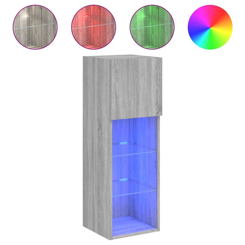 vidaXL TV skříňka s LED osvětlením šedá sonoma 30,5 x 30 x 90 cm