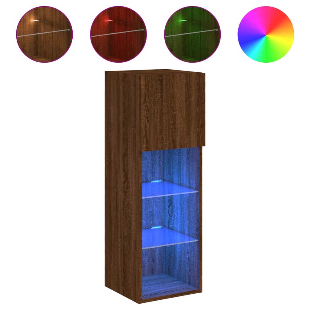 vidaXL TV skříňka s LED osvětlením hnědý dub 30,5 x 30 x 90 cm