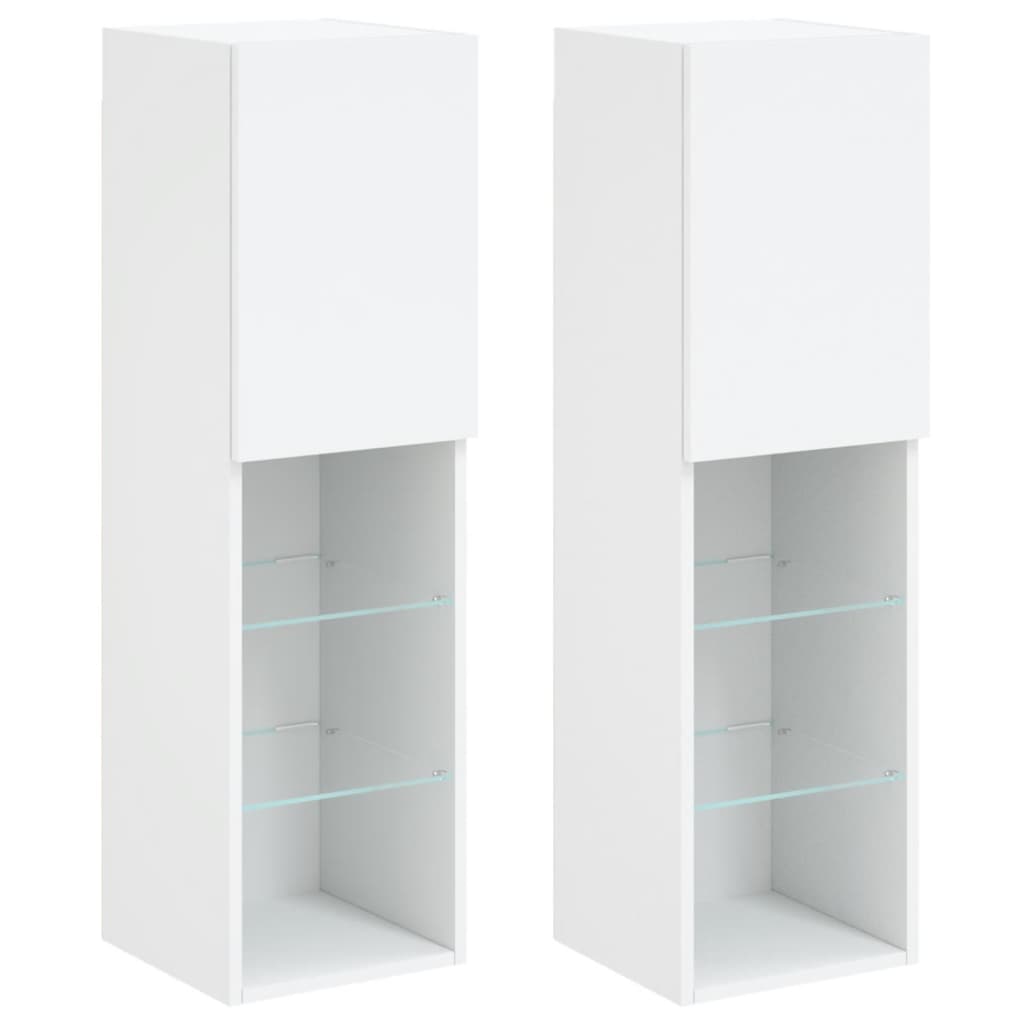 vidaXL TV skříňky s LED osvětlením 2 ks bílé 30,5 x 30 x 102 cm