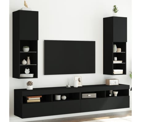 vidaXL TV ormarići s LED svjetlima 2 kom crni 30,5 x 30 x 102 cm