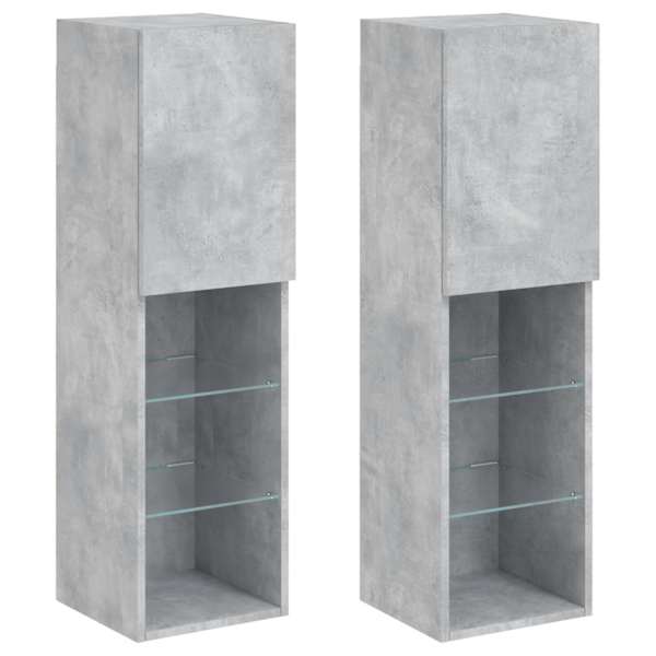 vidaXL LED-tuledega telerikapid 2 tk, betoonhall, 30,5 x 30 x 102 cm