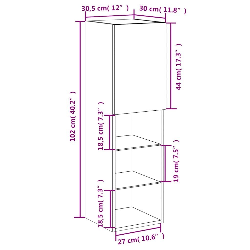 TV skříňky s LED osvětlením 2 ks betonově šedé 30,5x30x102 cm - obrázek 19