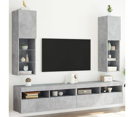 vidaXL TV ormarići s LED svjetlima 2 kom boja betona 30,5x30x102 cm